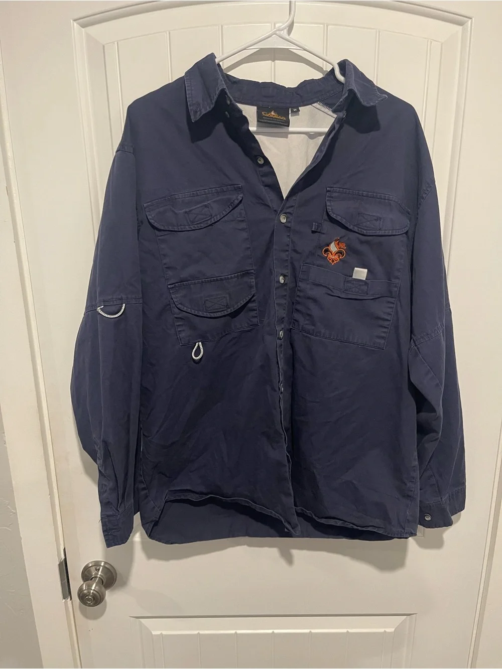 Cajun FR Flame Resistant Fishing Utility Shirt Navy Blue Medium